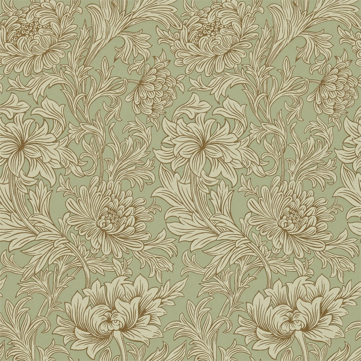 Chrysanthemum Toile Eggshell/Gold - DMOWCH104 wallpaper William Morris