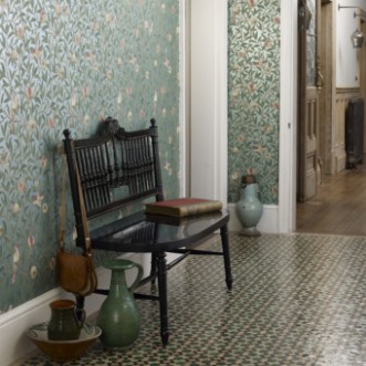 Picture of Bird & Pomegranate Turquoise/Coral - 212538