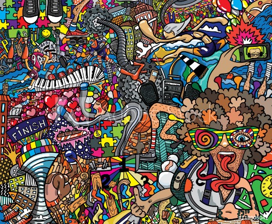 Sports collage on a large brick wall graffiti photowallpaper Scandiwall