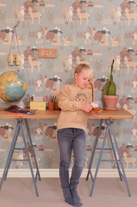 Picture of LAMA VILLAGE AFTERNOON BLUE - 143-02