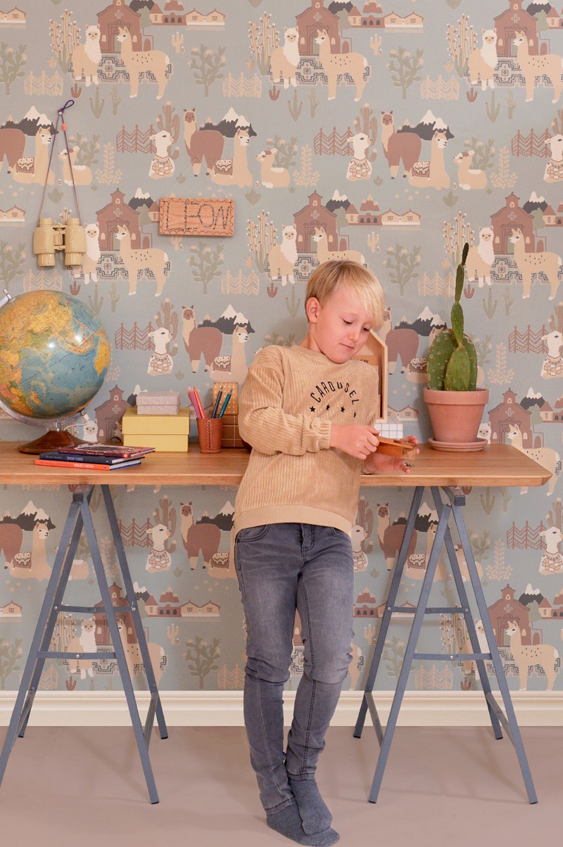 Afbeeldingen van LAMA VILLAGE AFTERNOON BLUE - 143-02