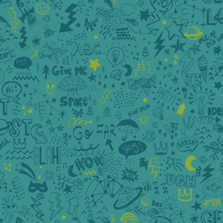 Afbeeldingen van Doodle Teal Neon Yellow - 13341