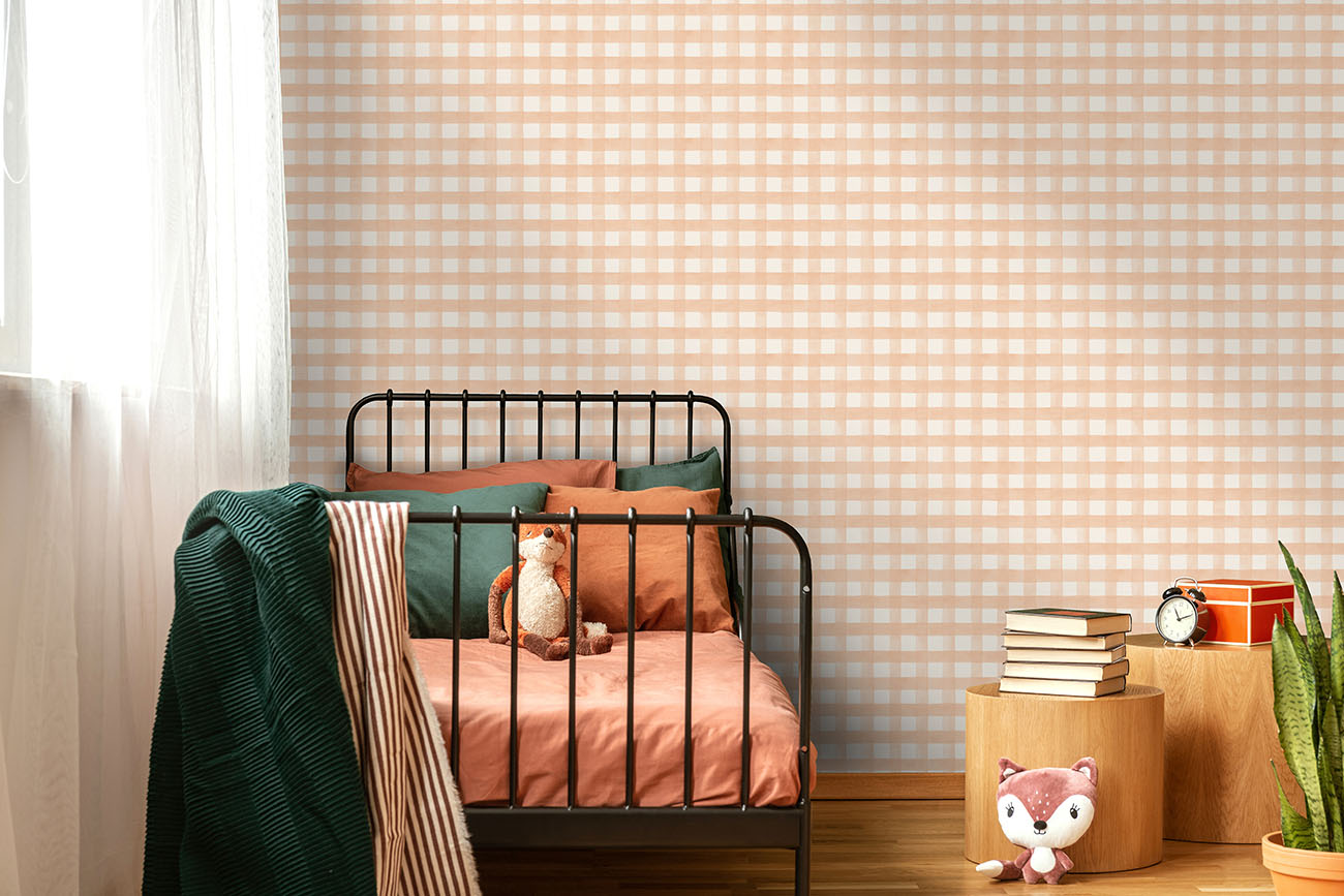 Picture of Watercolour Gingham Soft Coral - 13292