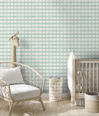 Picture of Watercolour Gingham Soft Teal - 13293