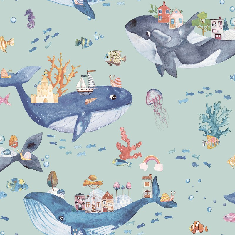 Image de Whale Town Soft Teal - 13221