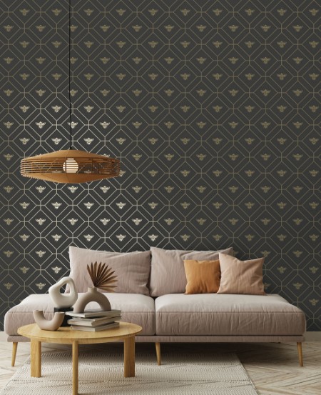Picture of Honeycomb Bee Charcoal/Gold - 13081
