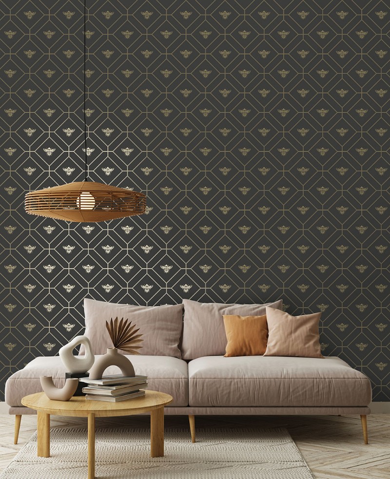 Picture of Honeycomb Bee Charcoal/Gold - 13081