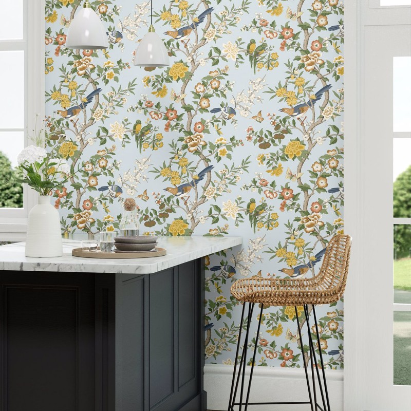 Afbeeldingen van Chinoiserie Hall Dawn Blue/Persimmon - DWAW217112