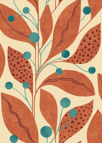 Picture of Berry Dot Rust & Teal - GRA50134W