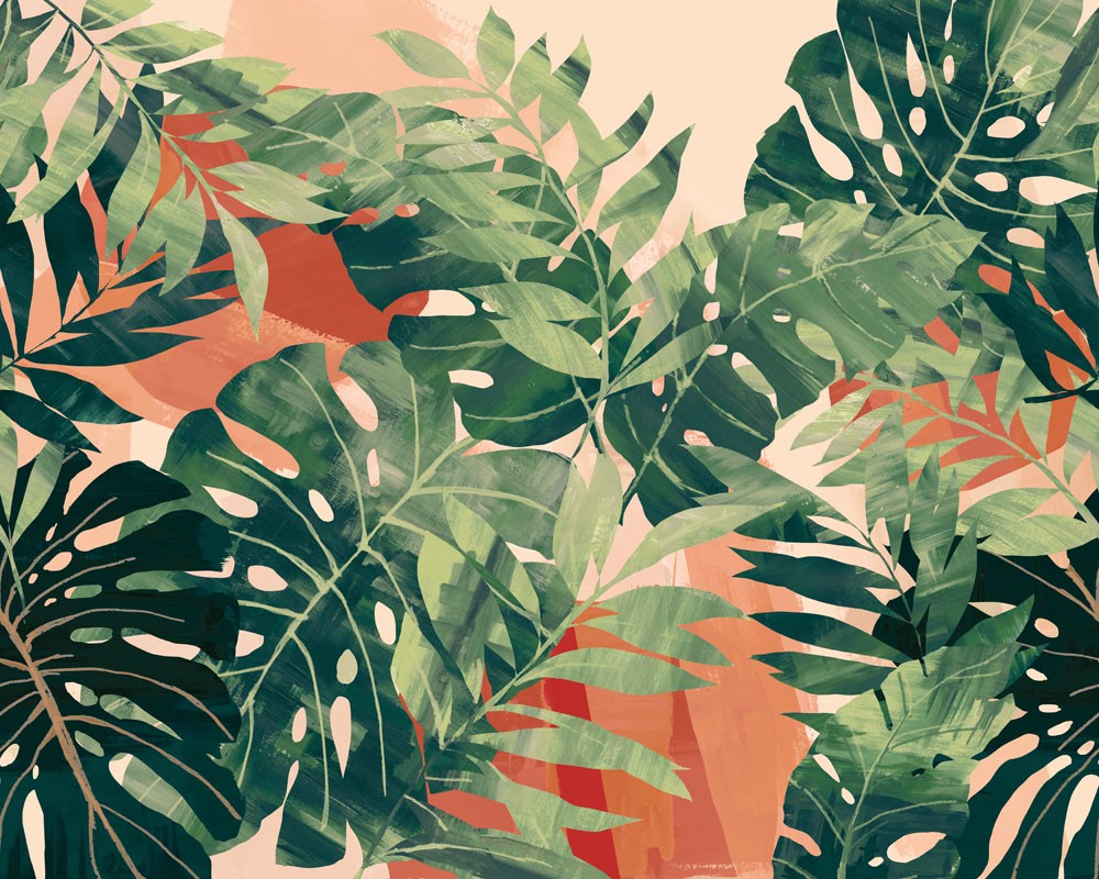 Bild på Textured Palm Olive & Rust - ICN50119M