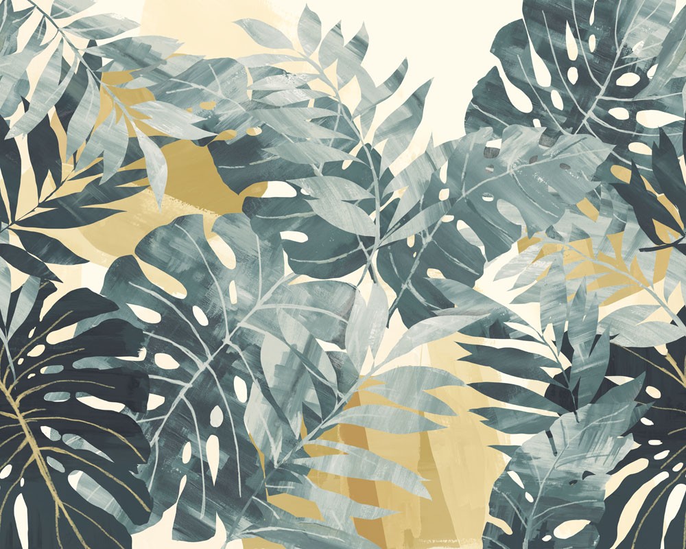 Bild på Textured Palm Petrol & Straw - ICN50121M