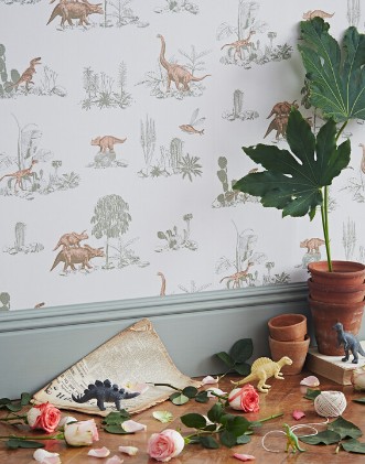 Picture of Dino Wallpaper - Pink Green - DINO07