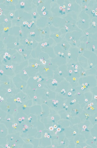 Picture of Floral Bath Mural Wallpaper - Blue - FloralBathBL