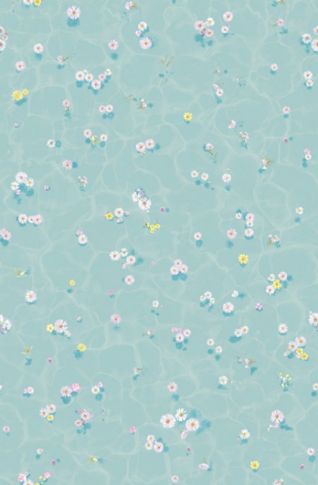 Picture of Floral Bath Mural Wallpaper - Blue - FloralBathBL