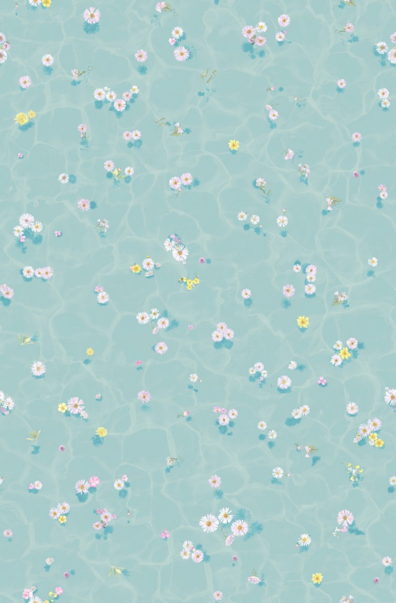 Picture of Floral Bath Mural Wallpaper - Blue - FloralBathBL