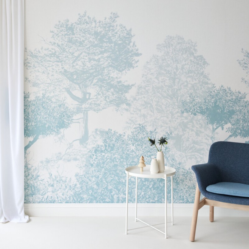 Picture of Hua Trees Mural Wallpaper - Blue - HUATREES05