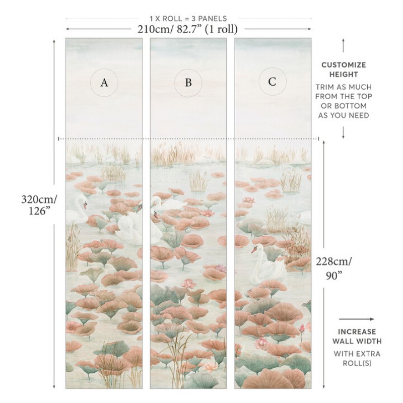 Picture of Swan Lake Mural Wallpaper - Terracotta - SwanTerracotta