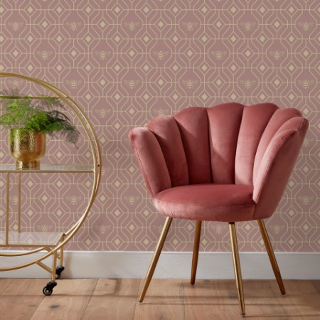 Picture of Bee Deco Wallpaper Blush - BEEDECO/WP1/BLS