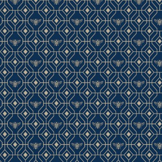 Picture of Bee Deco Wallpaper Dark Blue - BEEDECO/WP1/DBL