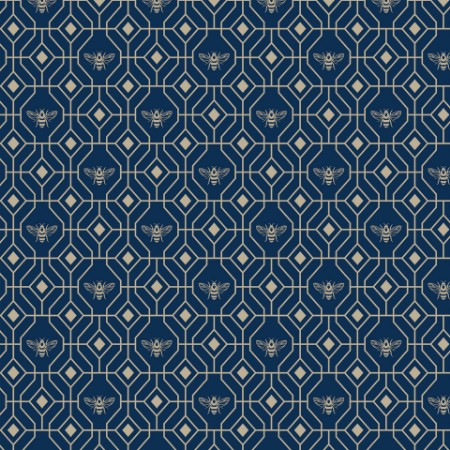 Picture of Bee Deco Wallpaper Dark Blue - BEEDECO/WP1/DBL