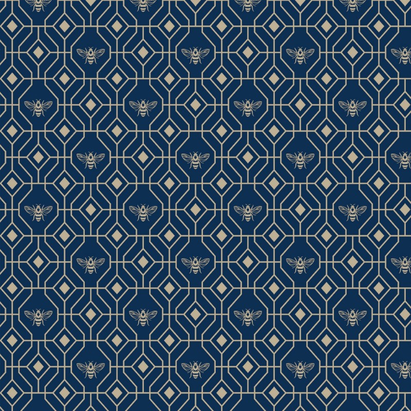 Picture of Bee Deco Wallpaper Dark Blue - BEEDECO/WP1/DBL