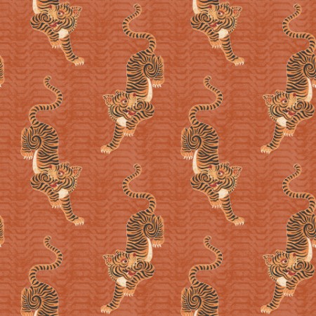 Picture of Tibetan Tiger Wallpaper Coral - TTIGER/WP1/COR