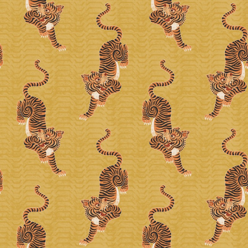 Bild på Tibetan Tiger Wallpaper Mustard - TTIGER/WP1/MUS