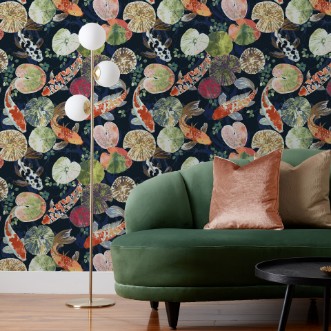 Bild på Koi Pond Wallpaper Midnight - KOIPOND/WP1/MID