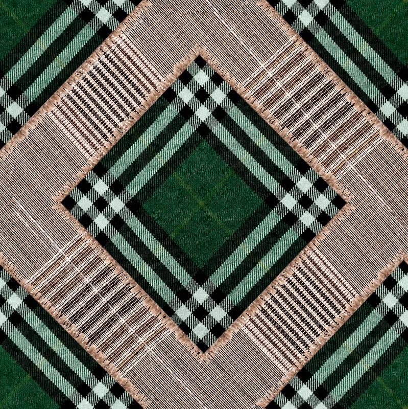 Picture of Checkered Patchwork British Green - WP20389