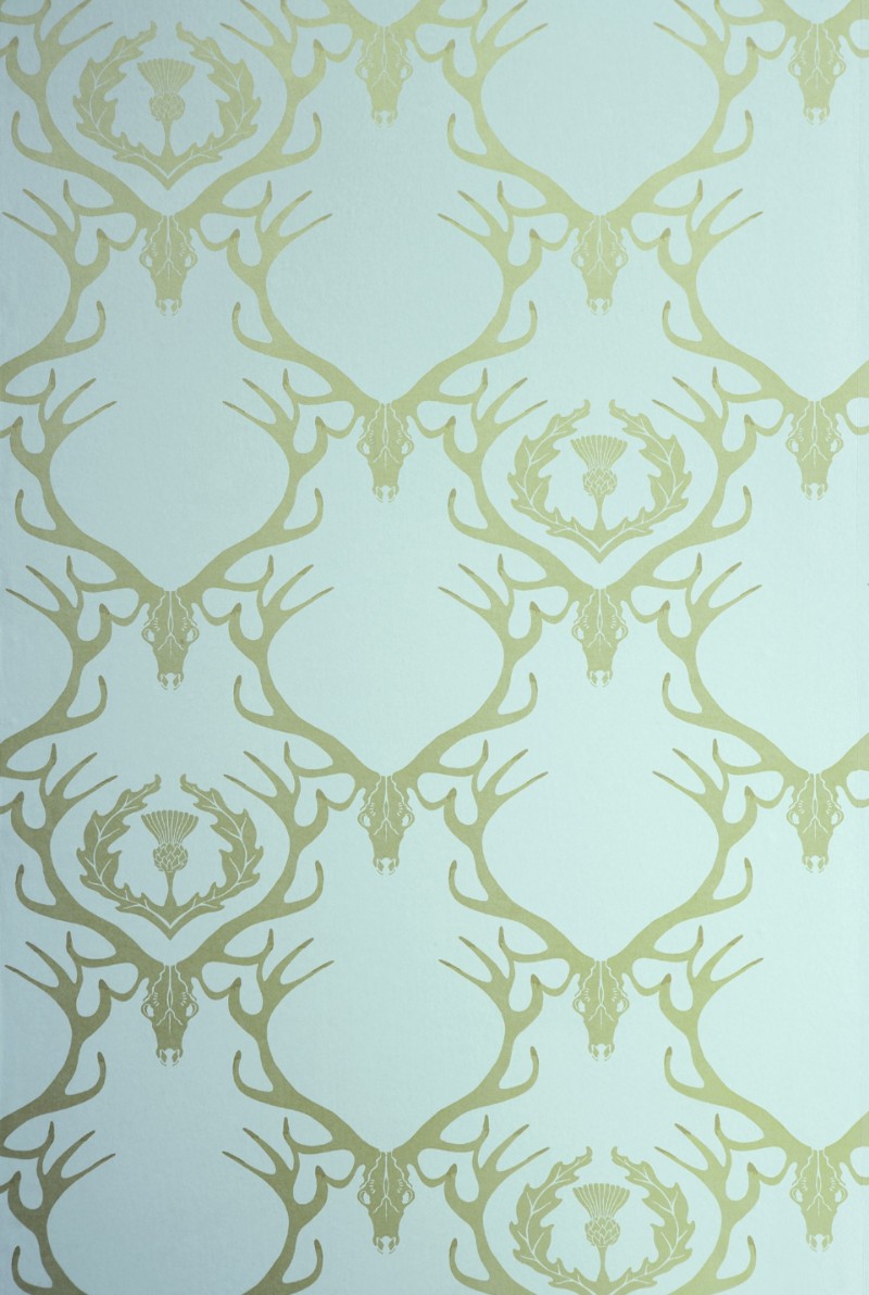 Image de Deer Damask - Duck Egg Blue & Antique Gold - BG0100401