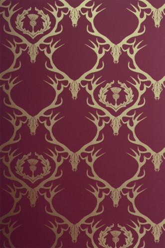 Image de Deer Damask - Gold on Claret - BG0100402