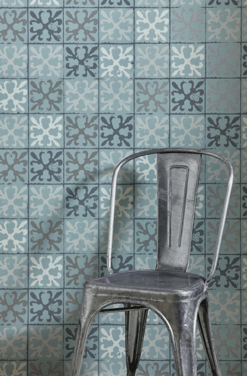 Image de Fleur de Lys Tile - Canteen Blue - BG1600201