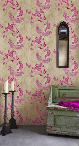 Image de Paisley - Hot Pink on Tea Stain - BG0800201