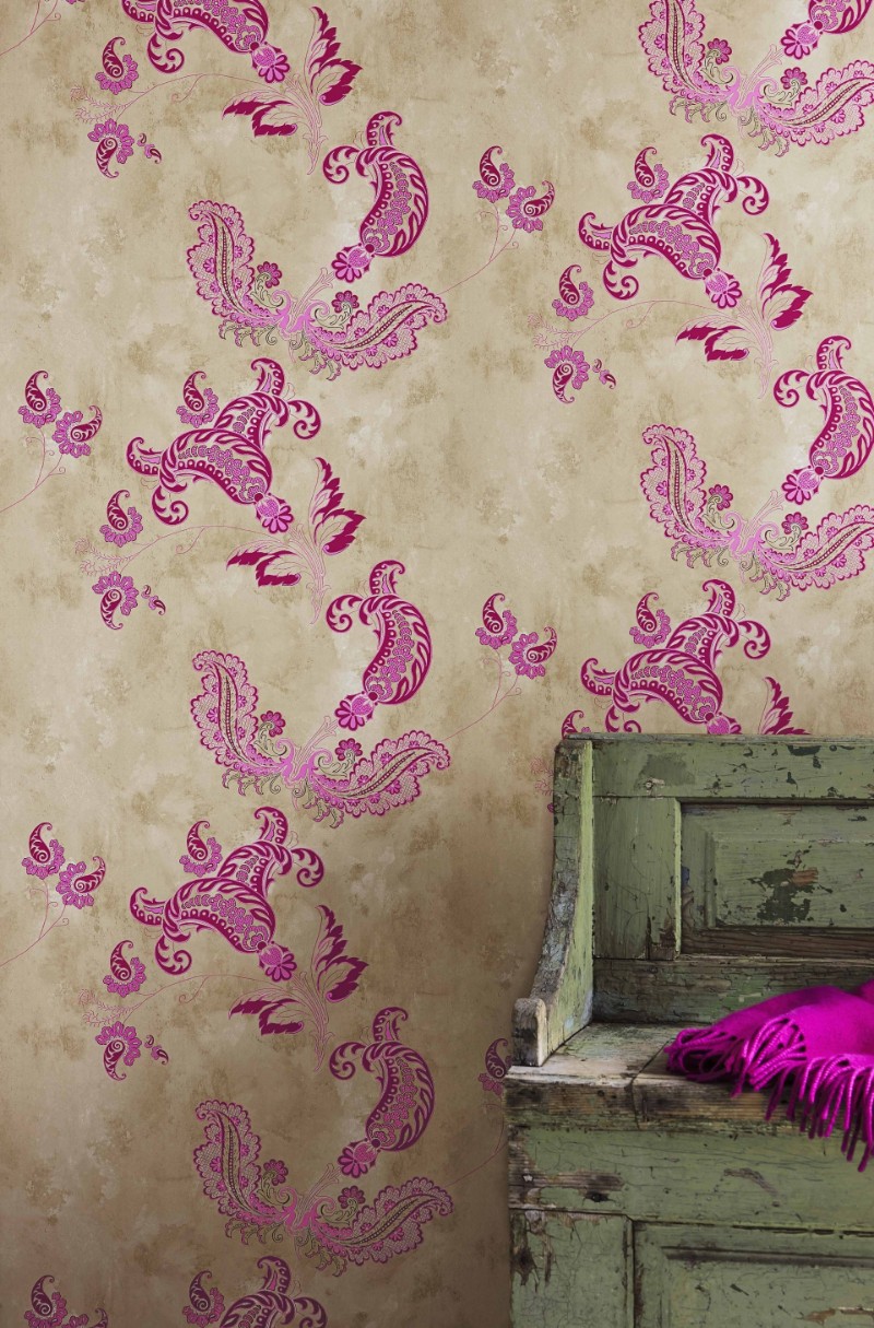 Image de Paisley - Hot Pink on Tea Stain - BG0800201