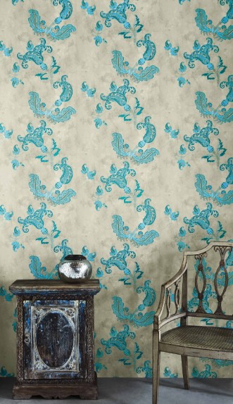 Image de Paisley - Turquoise on Old Grey - BG0800202