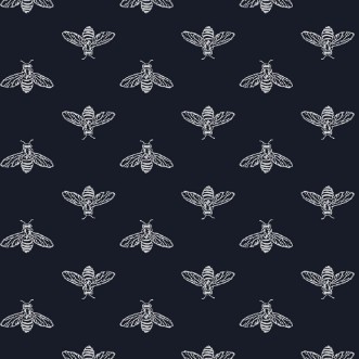 Picture of Block Print Bee French Navy - 118546