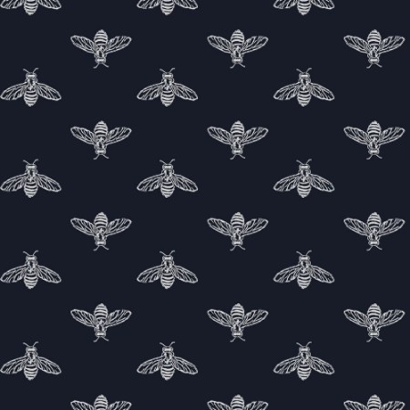 Picture of Block Print Bee French Navy - 118546
