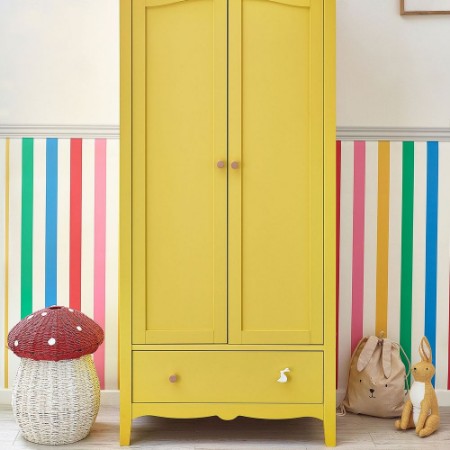 Picture of Country Critters Chunky Stripe White / Rainbow - 118585