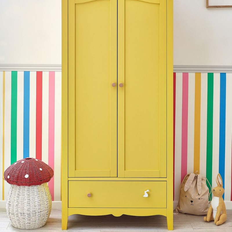 Picture of Country Critters Chunky Stripe White / Rainbow - 118585