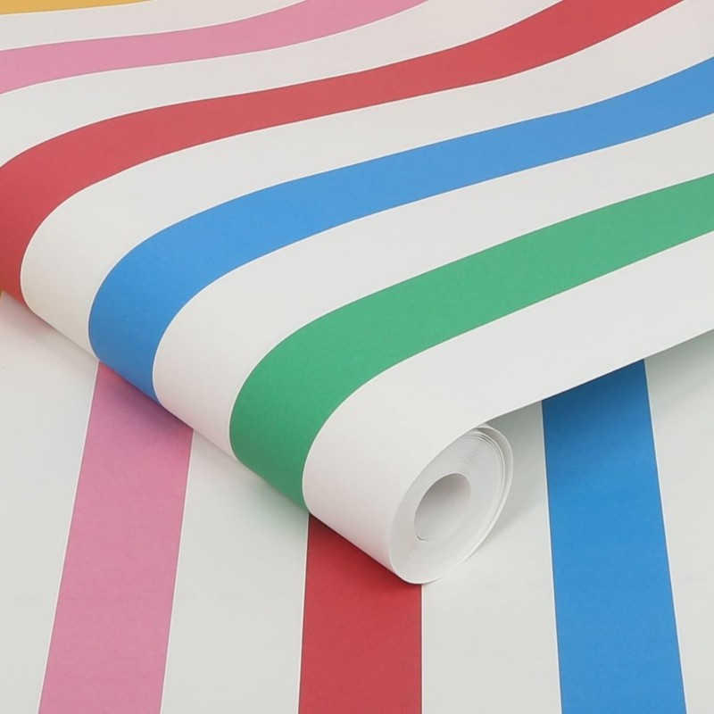 Picture of Country Critters Chunky Stripe White / Rainbow - 118585