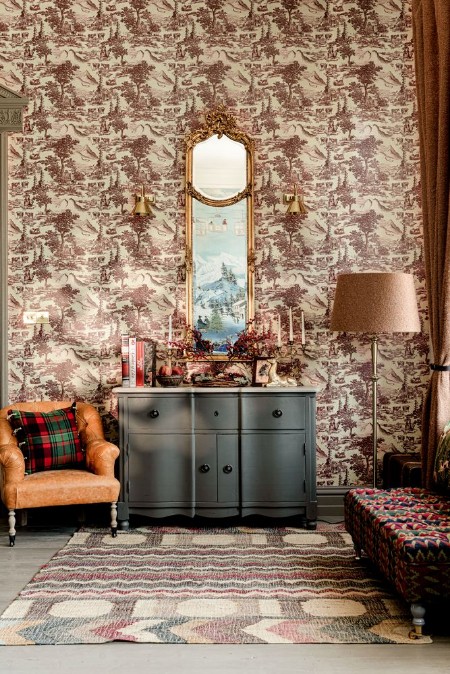 Picture of Toile Du Tyrol Burgundy - WP30147