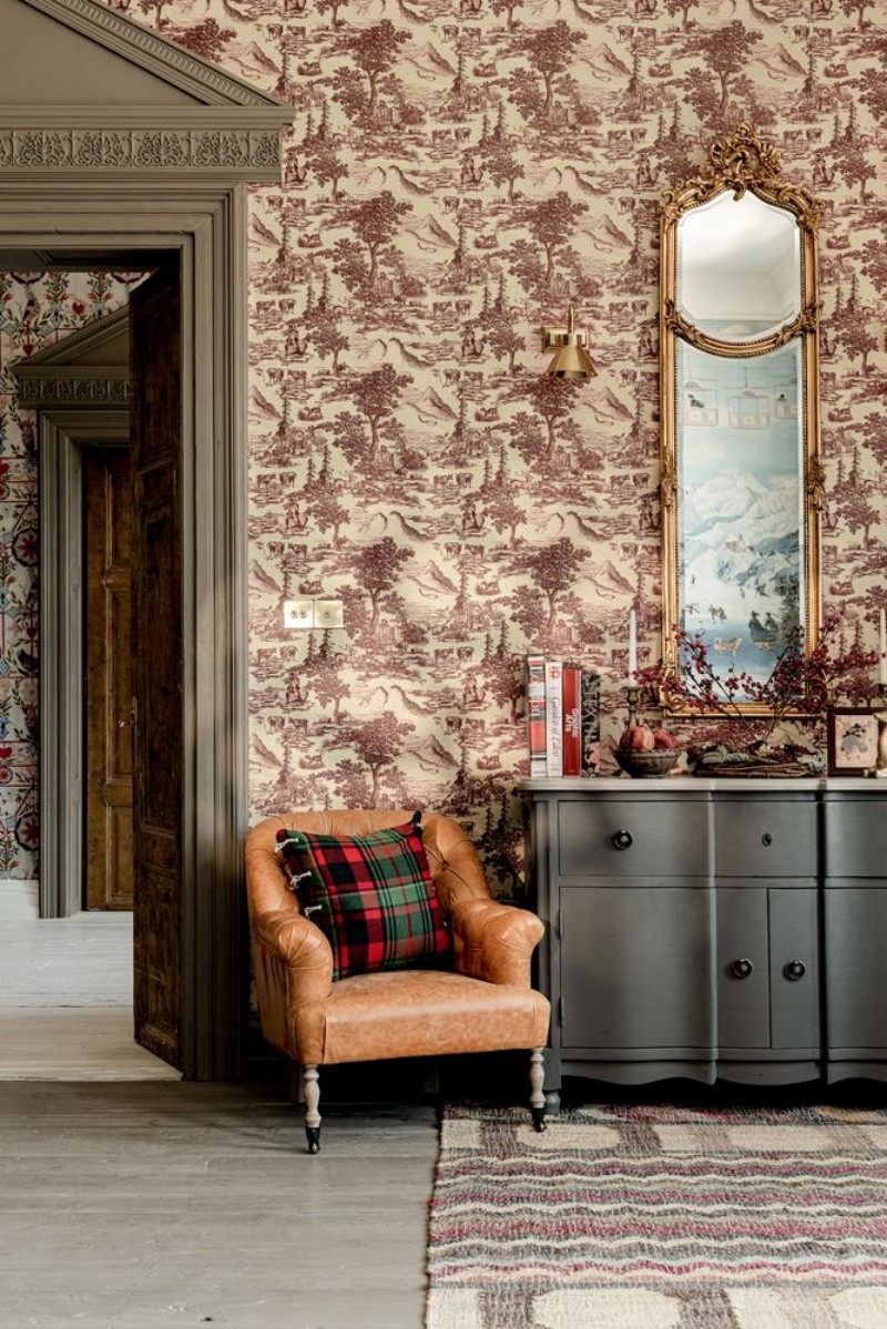 Picture of Toile Du Tyrol Burgundy - WP30147