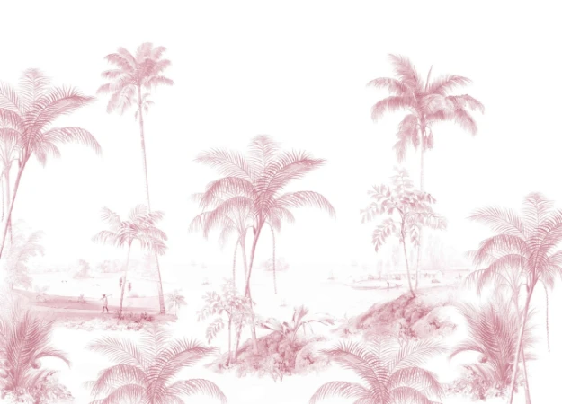 Bild på Exotic palms Pink Mural  - Mur-Basic-Exotic-Palms-Pink-4*2.80