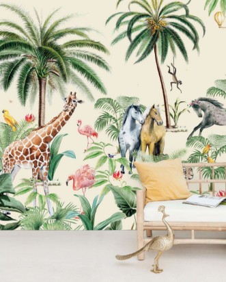 Bild på Jungle Horse Wallpaper Mural 4m *2.80 - Mur-Basic-Junglehorse-4*2.80
