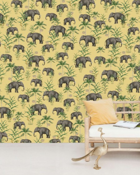 Picture of Oscar the Elephant Yellow Mural - Mur-Basic-OscYel-4*2.80