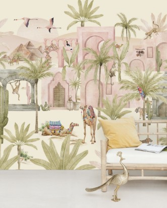 Bild på Pink oasis Mural  - Mur-Basic-Pink-Oasis-4*2.80