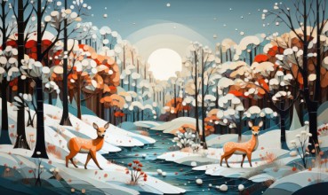 Afbeeldingen van Winter Forest Deer