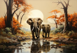 Ritratt ta’ Walking Elephants
