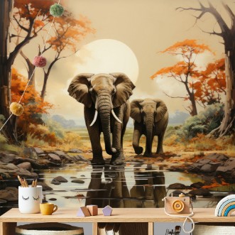 Picture of Walking Elephants