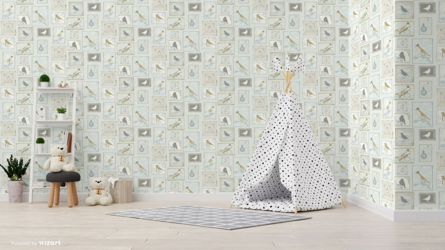 Image de Aqua Framed Birds - FI2502